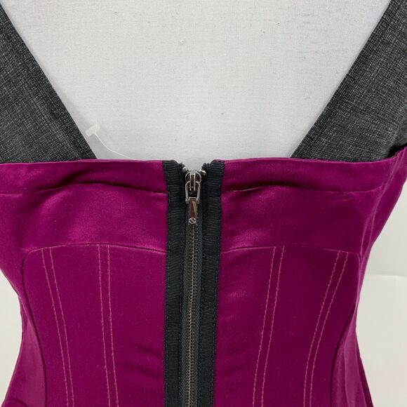 Tory Burch Sheath Dress Womens 10 Purple Corset Silk Zip Up Lined Sheer Contrast - Picture 7 of 16